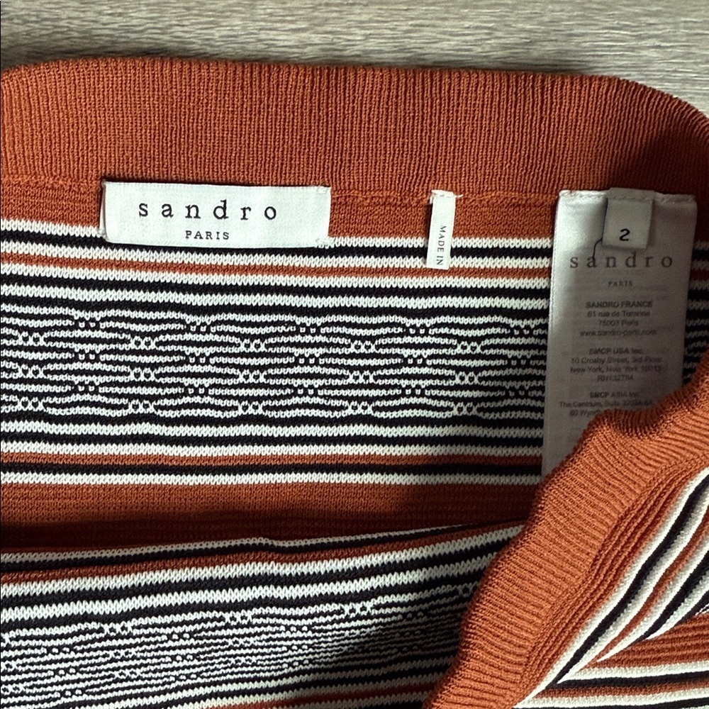 Sandro Jupe Jella Striped Ribbed Mini Skirt with a ruffle hem in brown - Picture 5 of 9